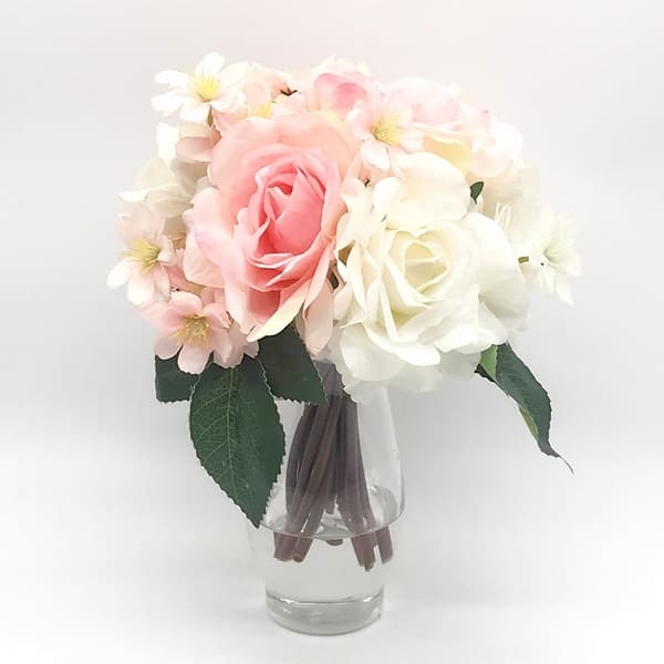 Shop Enova Home Pink And Cream Silk Rose And Mixed Flower