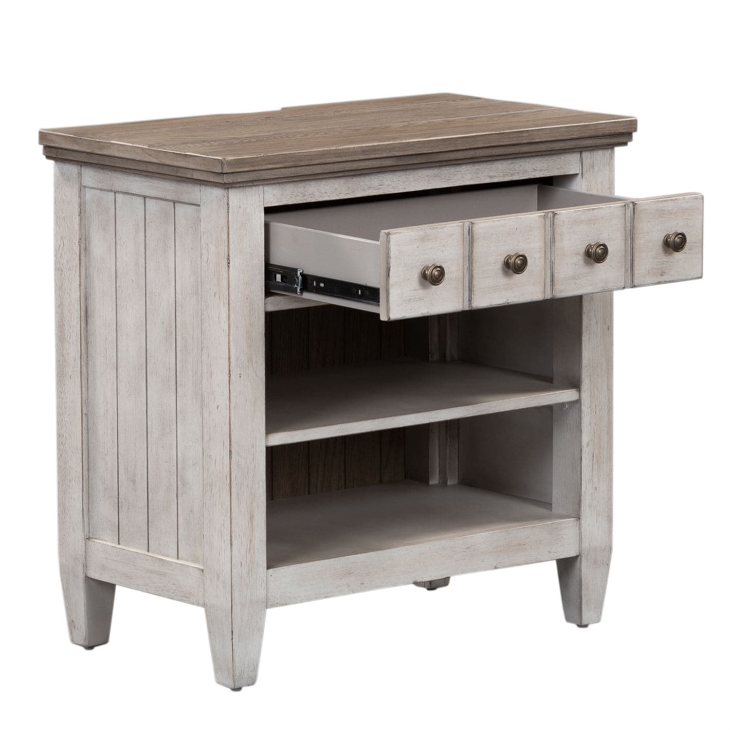Heartland White 1 Drawer Nightstand With Charging Station Heartland White 1 Drawer Nightstand