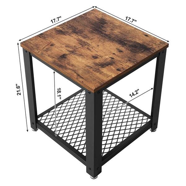 Metal End Table With Wooden Top And Mesh Bottom Shelf Brown And Black Overstock 28064224