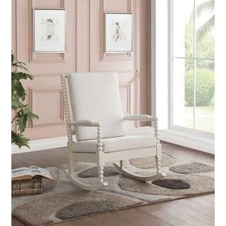 Taylor & Olive Hydrangea White Wood Rocking Chair with Cushions