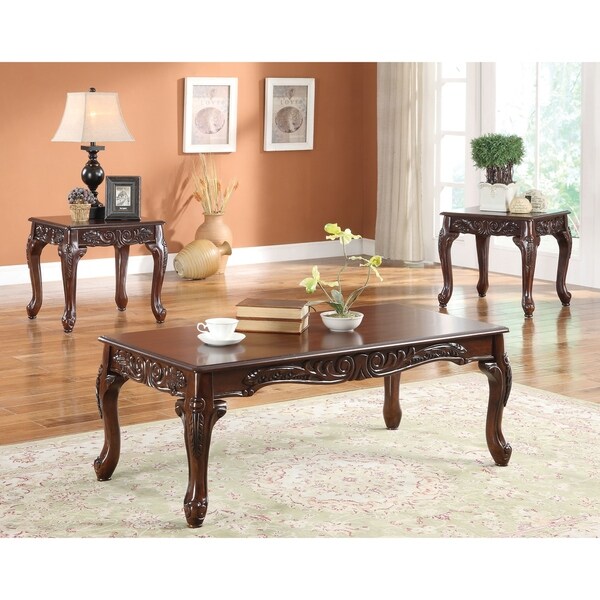 Shop Wooden Coffee Table and End Table Set with Decorative ...