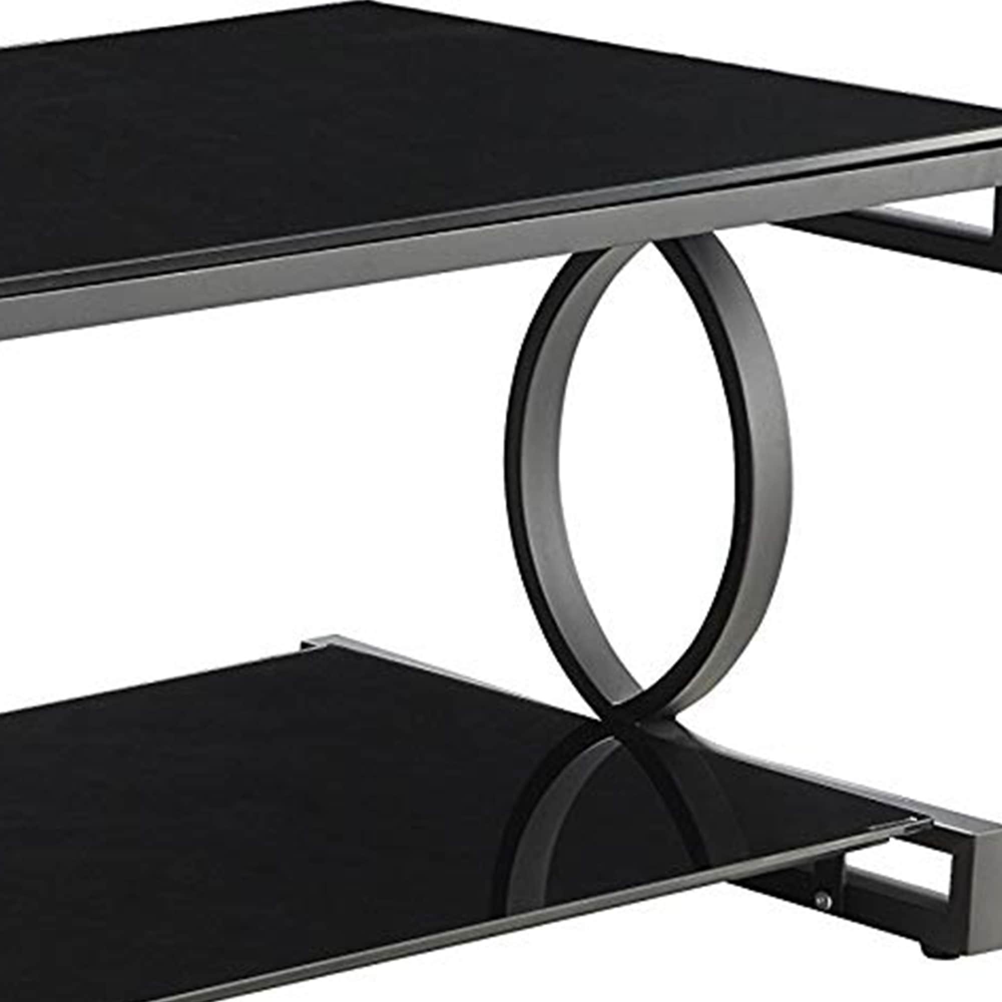 Shop Metal And Glass Coffee Table Set With Two End Tables Pack Of Three Black Overstock 28064308