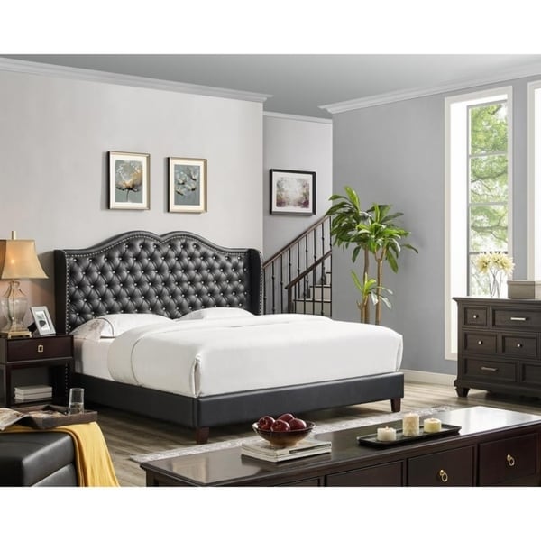 Shop Copper Grove Cambrai Black Faux Leather Bed Free Shipping