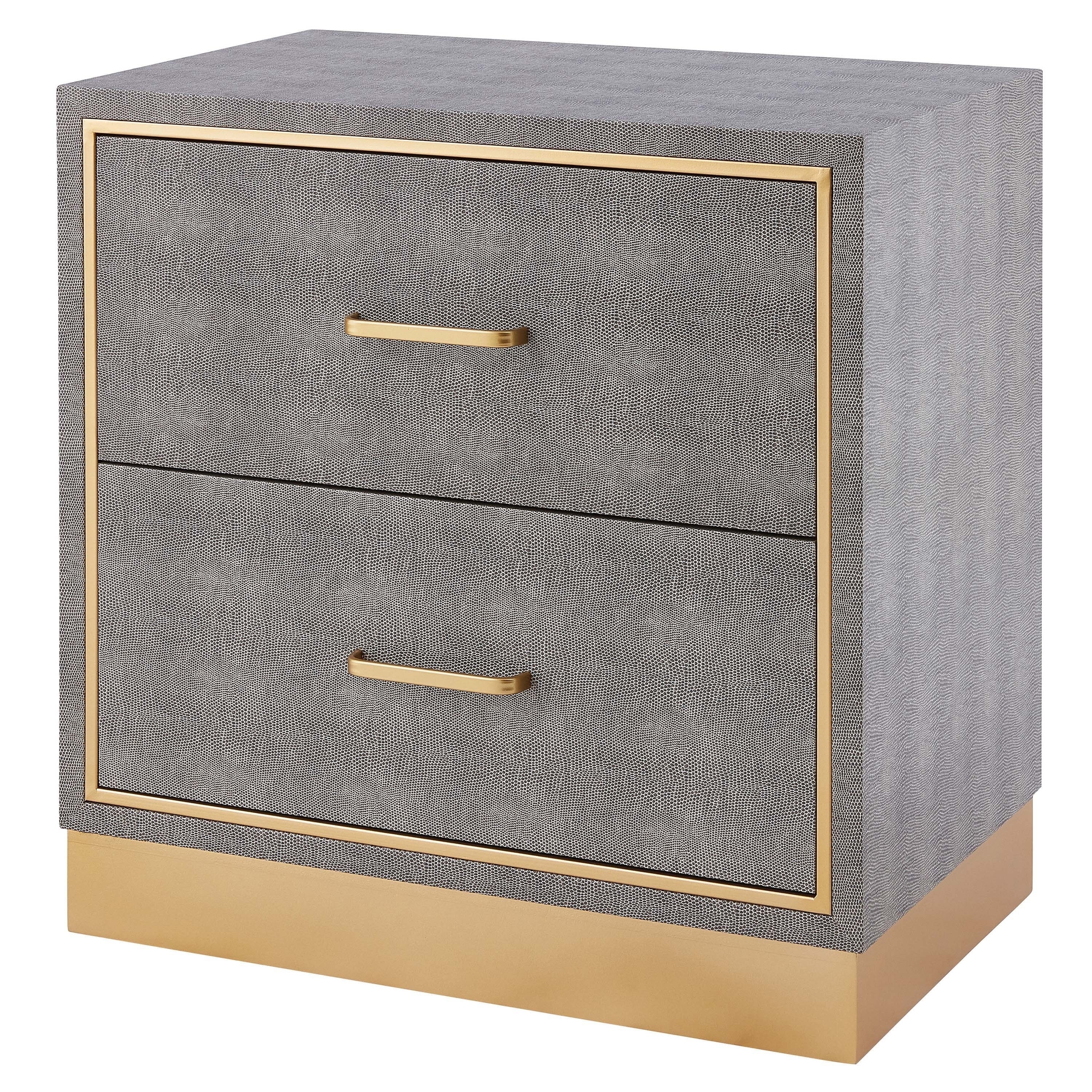 Shop Edinburgh Faux Shagreen Grey 2 Drawer End Table Overstock 28064677