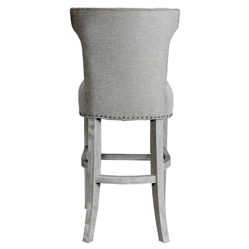 Modern Grey Distresssed Nailhead Upholstered Barstool