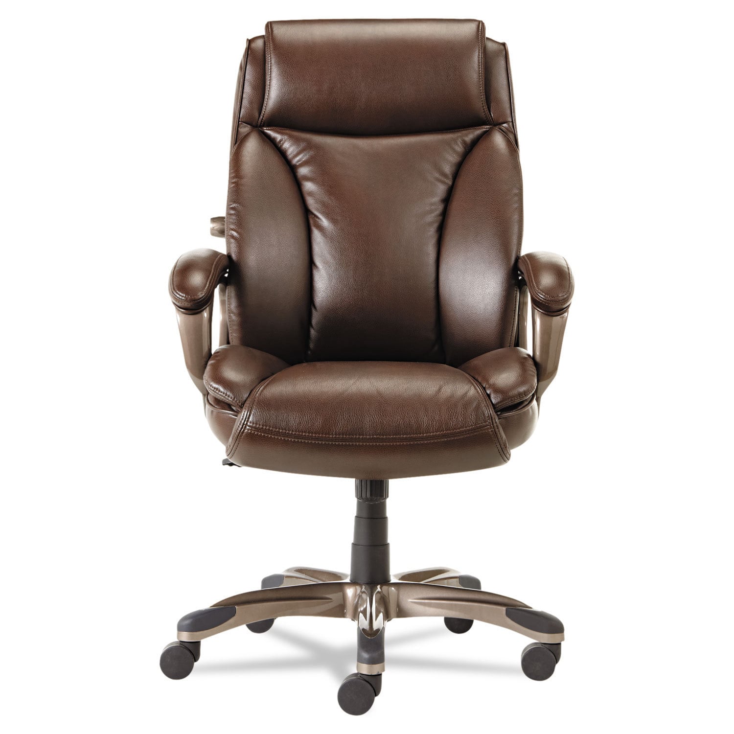 Alera Veon Series Brown Executive High Back Leather Chair w Coil