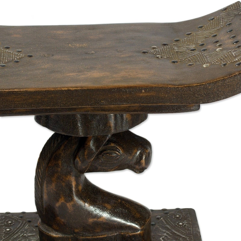 Handmade Strong Horse Cedar Wood Throne Stool/End Table (Ghana)