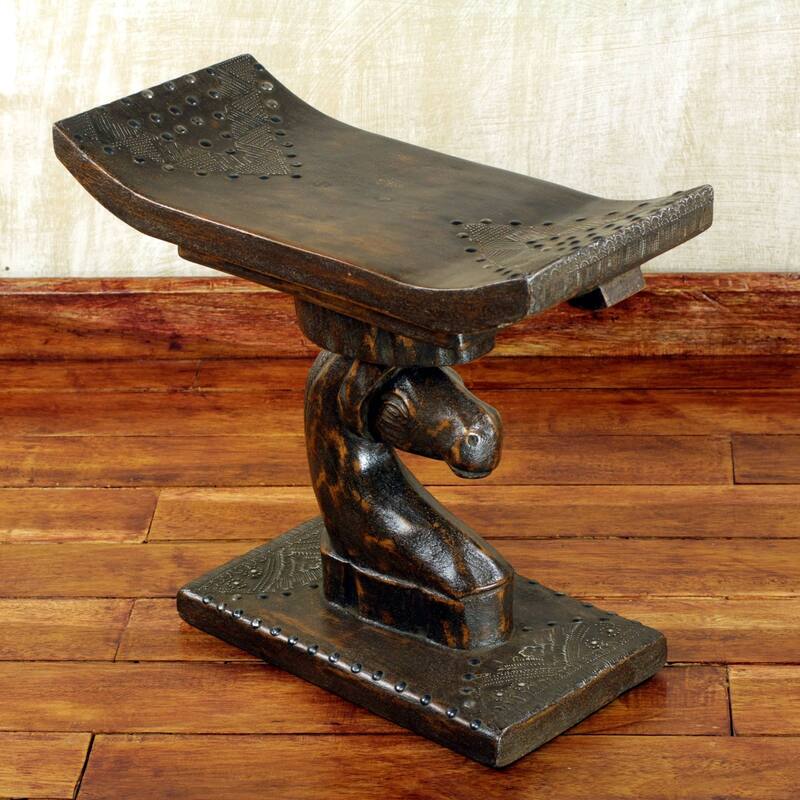 Handmade Strong Horse Cedar Wood Throne Stool/End Table (Ghana)
