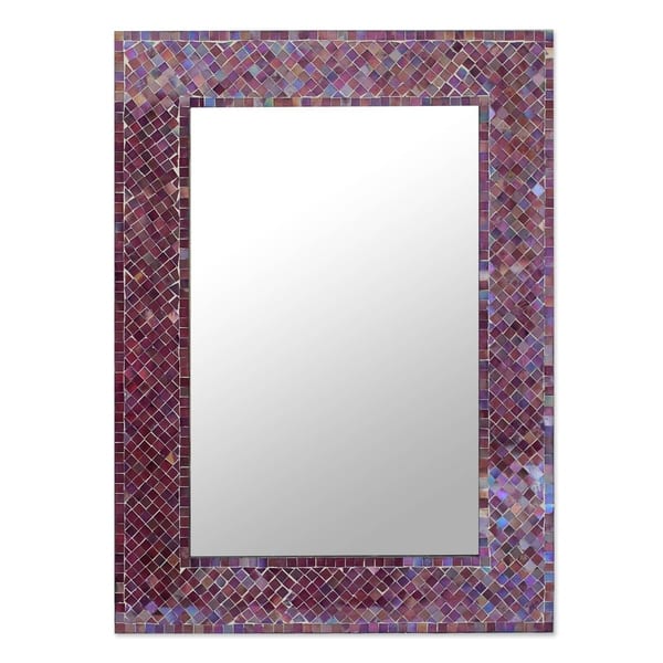 Handmade Burgundy Light Glass Mosaic Wall Mirror India Bed Bath And Beyond 28067366 9893