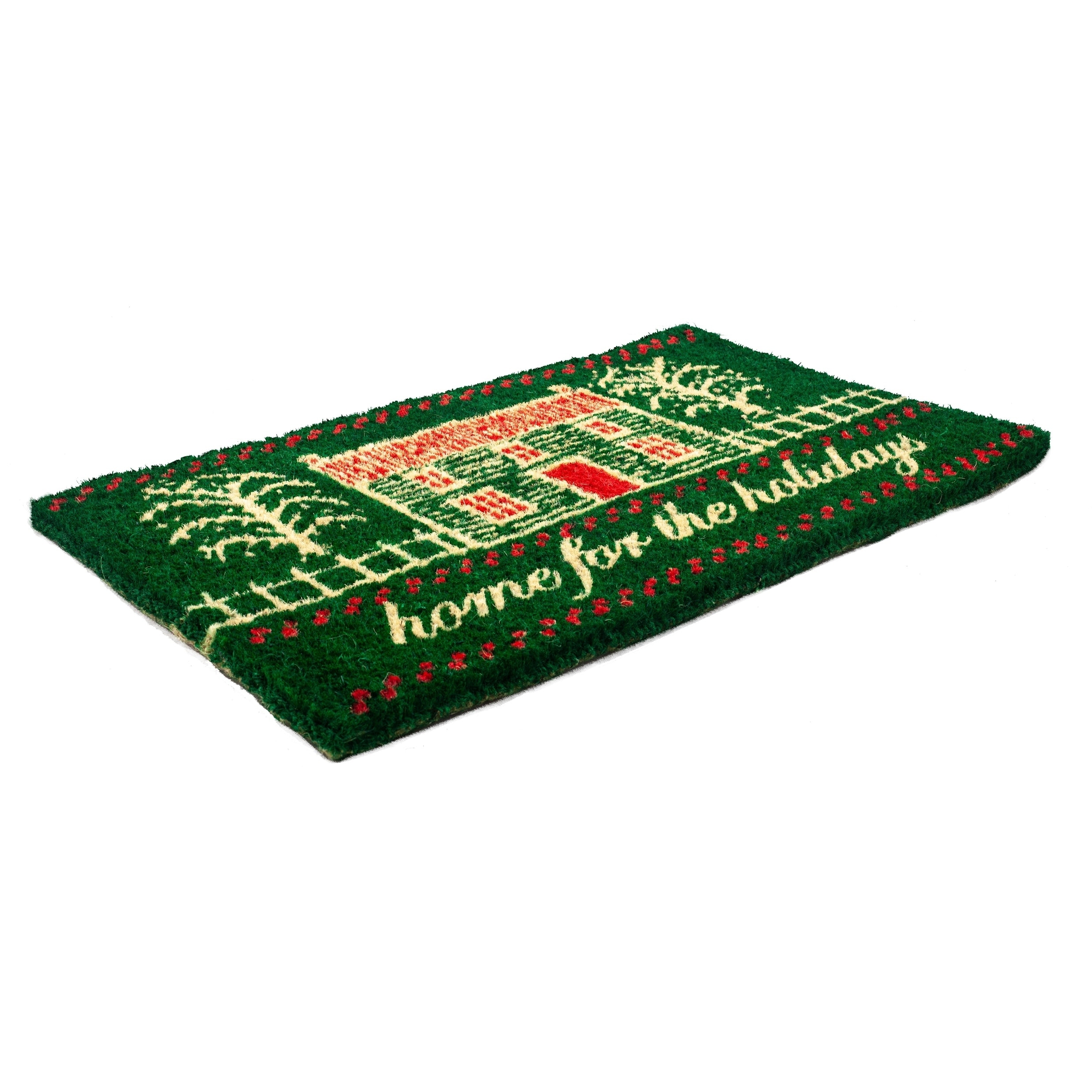 Entryways Williamsburg Winter Wishes Handwoven Coconut Fiber Doormat - Red / Brown