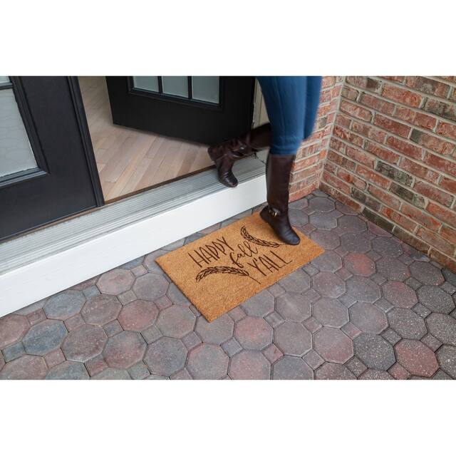 Happy Fall Y'all Coir Doormat with Backing 17 x 28