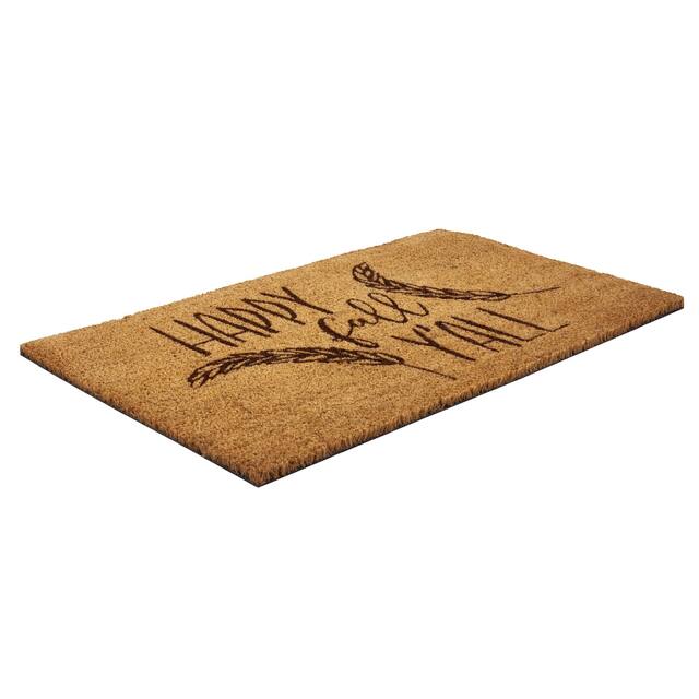 Happy Fall Y'all Coir Doormat with Backing 17 x 28 - Brown