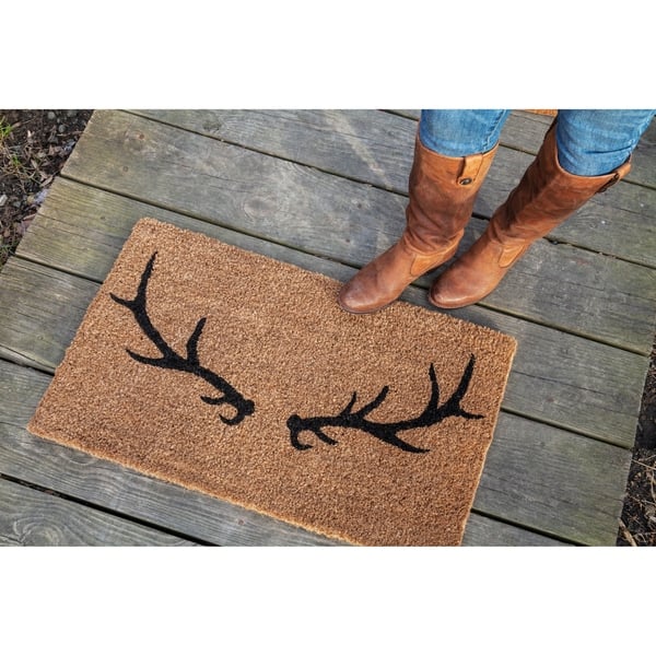 Liora Manne Natura Deer Outdoor Mat Black - winter