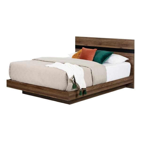 Shop South Shore Flam Complete Bed Natural Walnut And Matte Black