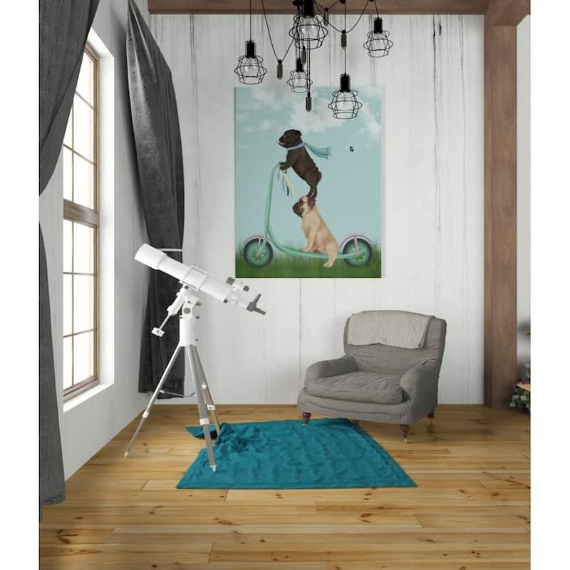 Porch & Den 'Pug Scooter' by Fab Funky Giclee Canvas Wall Art