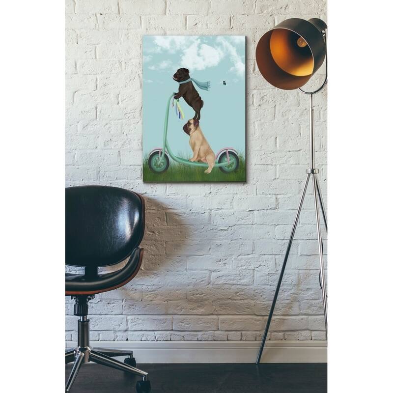 Porch & Den 'Pug Scooter' by Fab Funky Giclee Canvas Wall Art