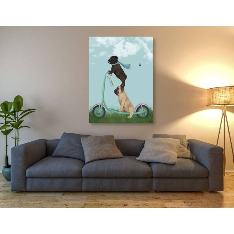 Porch & Den 'Pug Scooter' by Fab Funky Giclee Canvas Wall Art