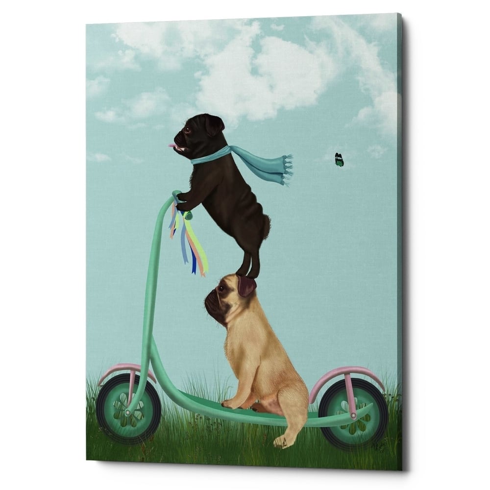 Porch & Den 'Pug Scooter' by Fab Funky Giclee Canvas Wall Art
