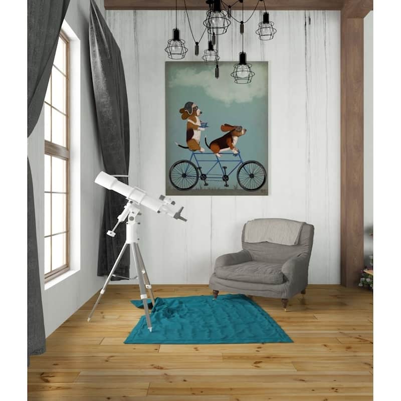 Epic Graffiti 'Basset Hound Tandem' by Fab Funky Giclee Canvas Wall Art, 12"x16"