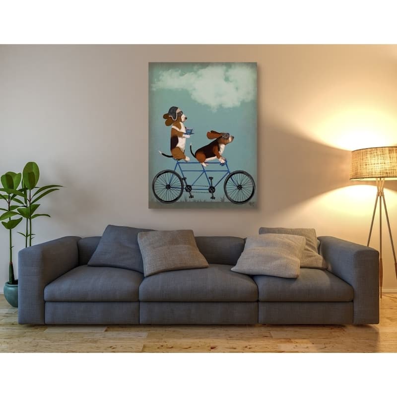 Epic Graffiti 'Basset Hound Tandem' by Fab Funky Giclee Canvas Wall Art, 12"x16"