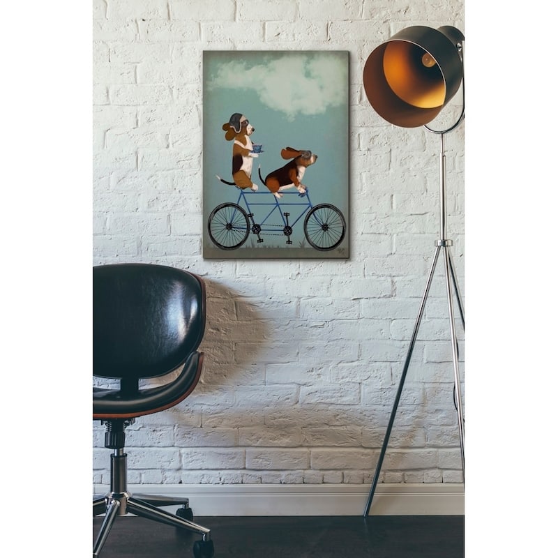 Epic Graffiti 'Basset Hound Tandem' by Fab Funky Giclee Canvas Wall Art, 12"x16"