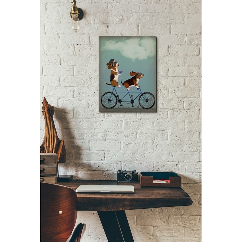 Epic Graffiti 'Basset Hound Tandem' by Fab Funky Giclee Canvas Wall Art, 12"x16"