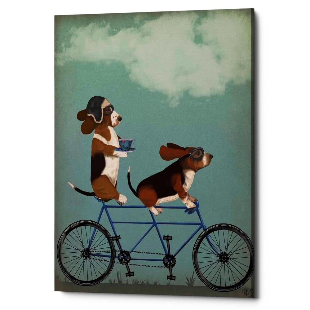 Epic Graffiti 'Basset Hound Tandem' by Fab Funky Giclee Canvas Wall Art, 12"x16"