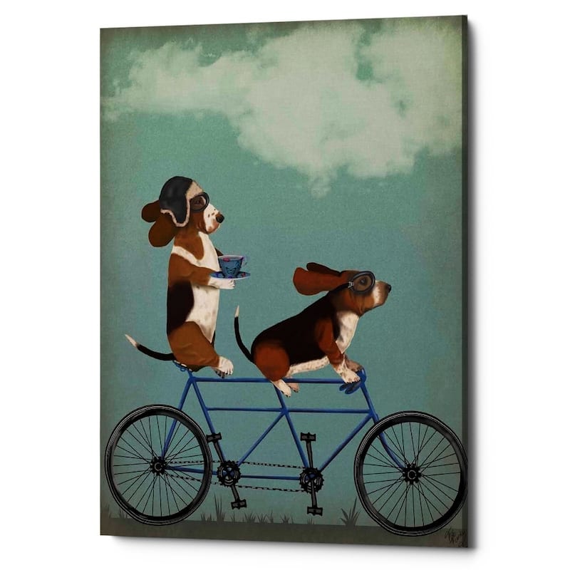 Epic Graffiti 'Basset Hound Tandem' by Fab Funky Giclee Canvas Wall Art, 12"x16"
