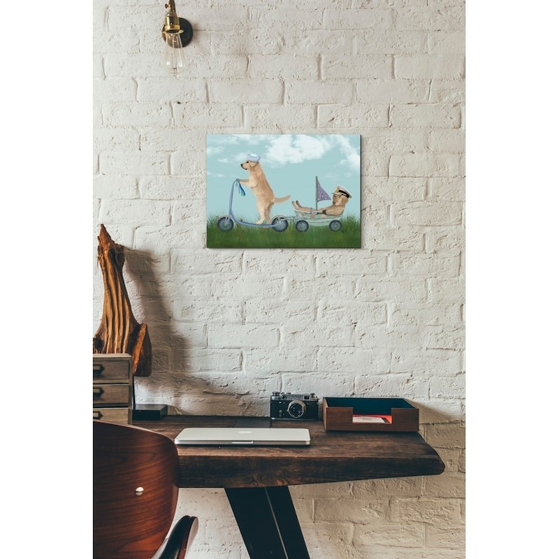 Epic Graffiti 'Golden Retriever Scooter' by Fab Funky Giclee Canvas Wall Art, 12"x16"