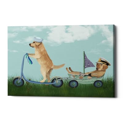 Epic Graffiti 'Golden Retriever Scooter' by Fab Funky Giclee Canvas Wall Art, 12"x16"