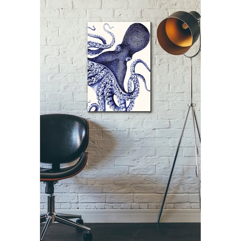 Epic Graffiti 'Landscape Blue Octopus' by Fab Funky Giclee Canvas Wall Art, 12"x16"