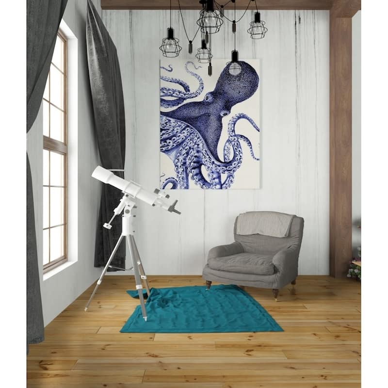 Epic Graffiti 'Landscape Blue Octopus' by Fab Funky Giclee Canvas Wall Art, 12"x16"