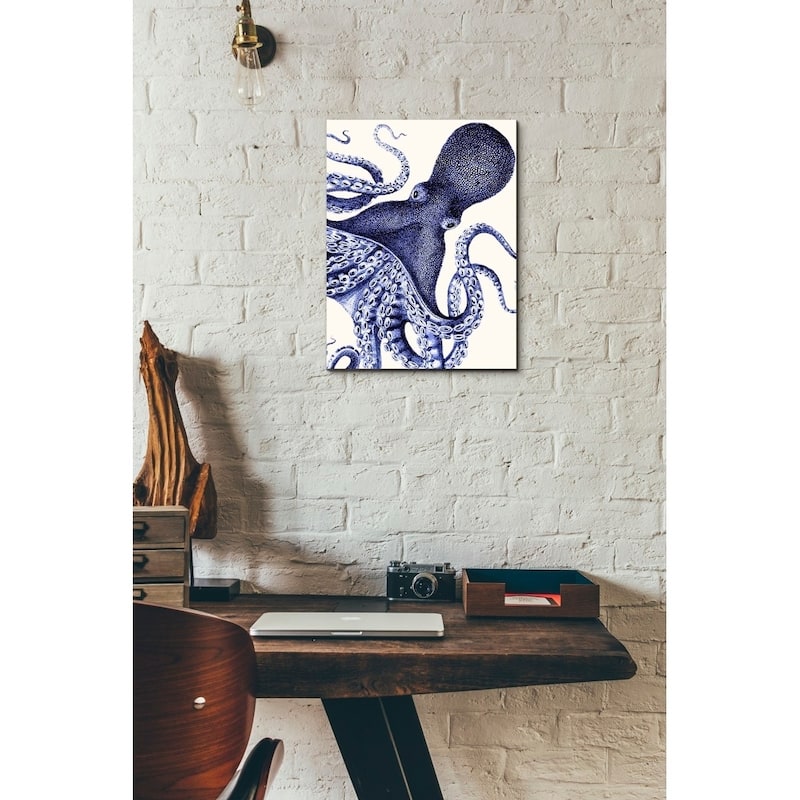 Epic Graffiti 'Landscape Blue Octopus' by Fab Funky Giclee Canvas Wall Art, 12"x16"