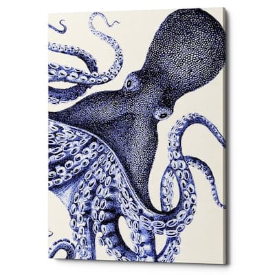 Epic Graffiti 'Landscape Blue Octopus' by Fab Funky Giclee Canvas Wall Art, 12"x16"