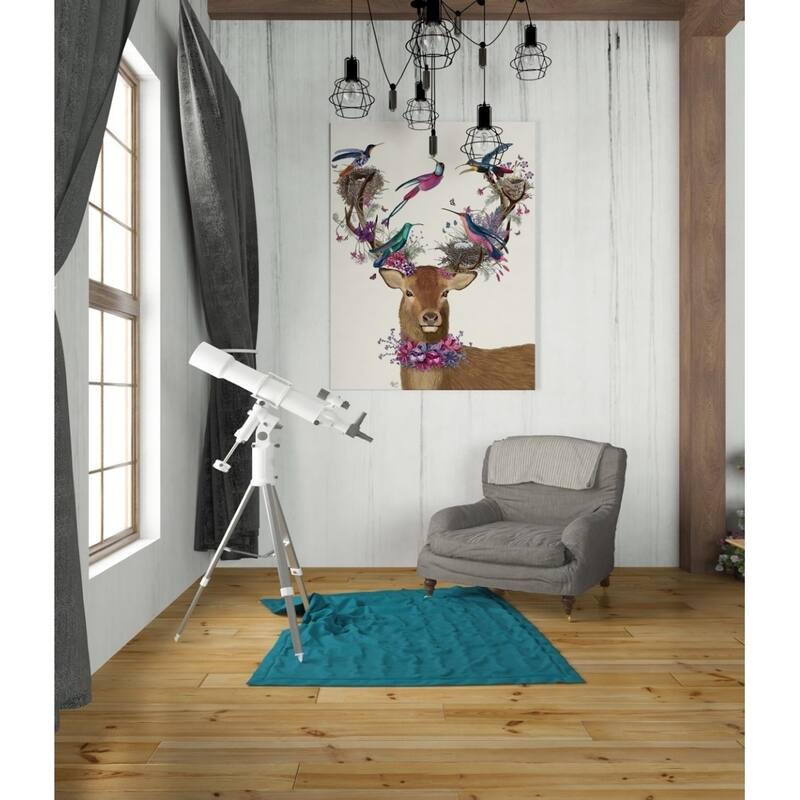 Porch & Den 'Deer Birdkeeper, Tropical Bird Nests' Canvas Wall Art