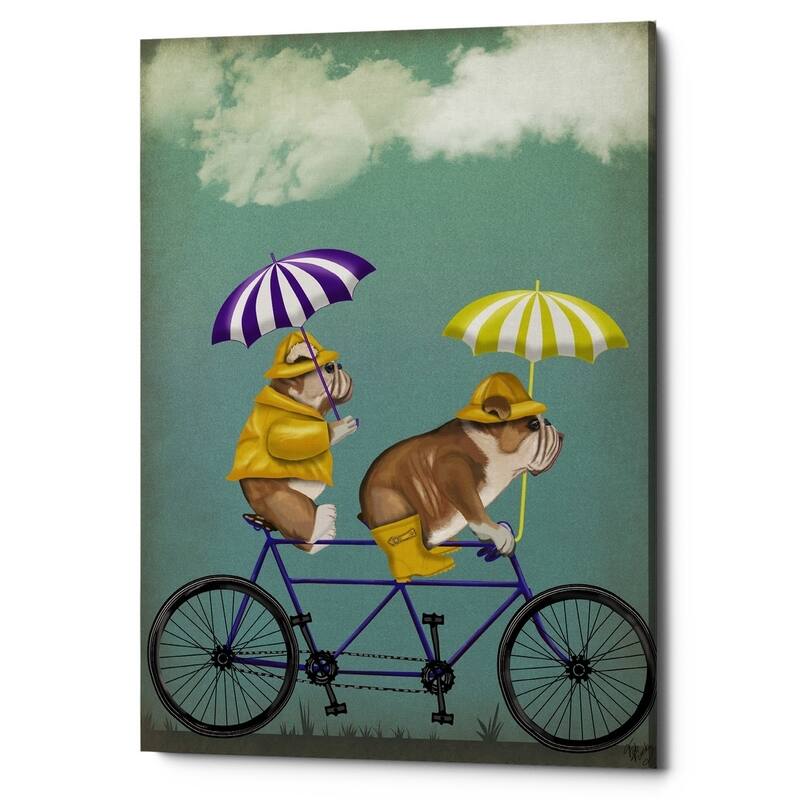 Epic Graffiti 'English Bulldog Tandem' by Fab Funky Giclee Canvas Wall Art, 12"x16" - 18 x 26