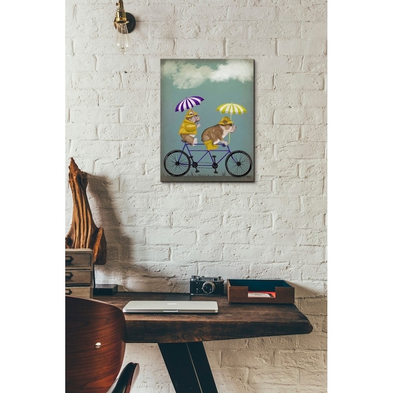 Epic Graffiti 'English Bulldog Tandem' by Fab Funky Giclee Canvas Wall Art, 12"x16"