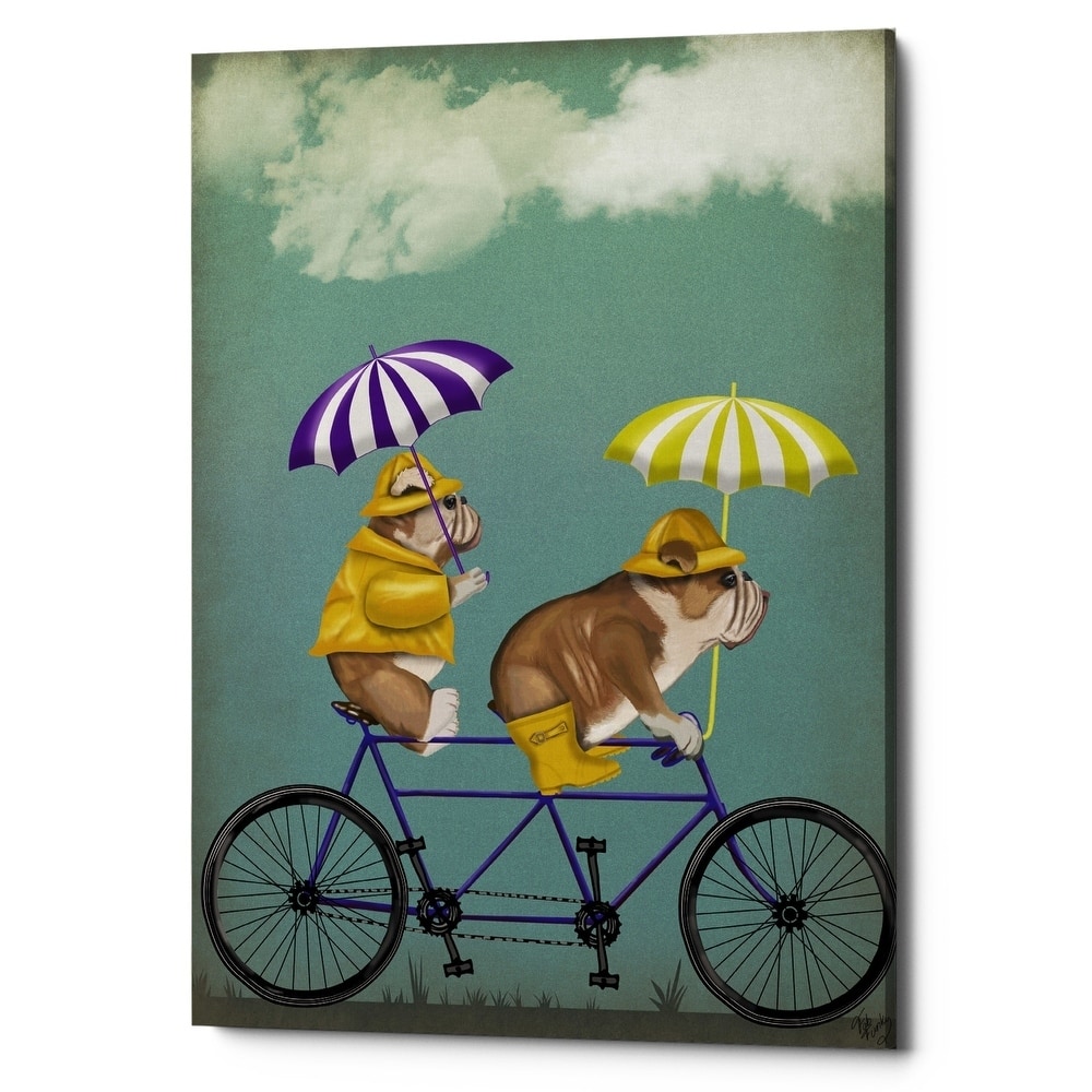 Epic Graffiti 'English Bulldog Tandem' by Fab Funky Giclee Canvas Wall Art, 12"x16"