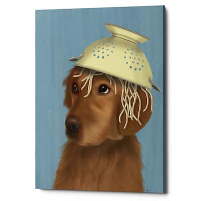 Epic Graffiti 'Golden Retriever and Spaghetti' by Fab Funky Giclee Canvas Wall Art, 12"x16"