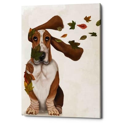 Epic Graffiti 'Basset Hound Windswept and Interesting' by Fab Funky Giclee Canvas Wall Art, 12"x16"