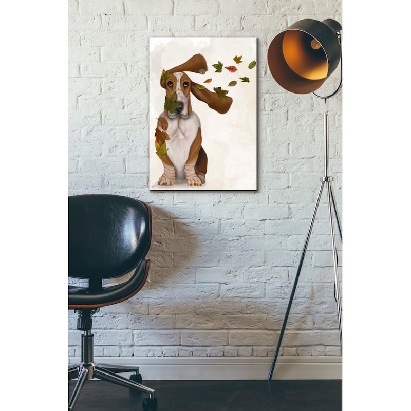 Epic Graffiti 'Basset Hound Windswept and Interesting' by Fab Funky Giclee Canvas Wall Art, 12"x16"