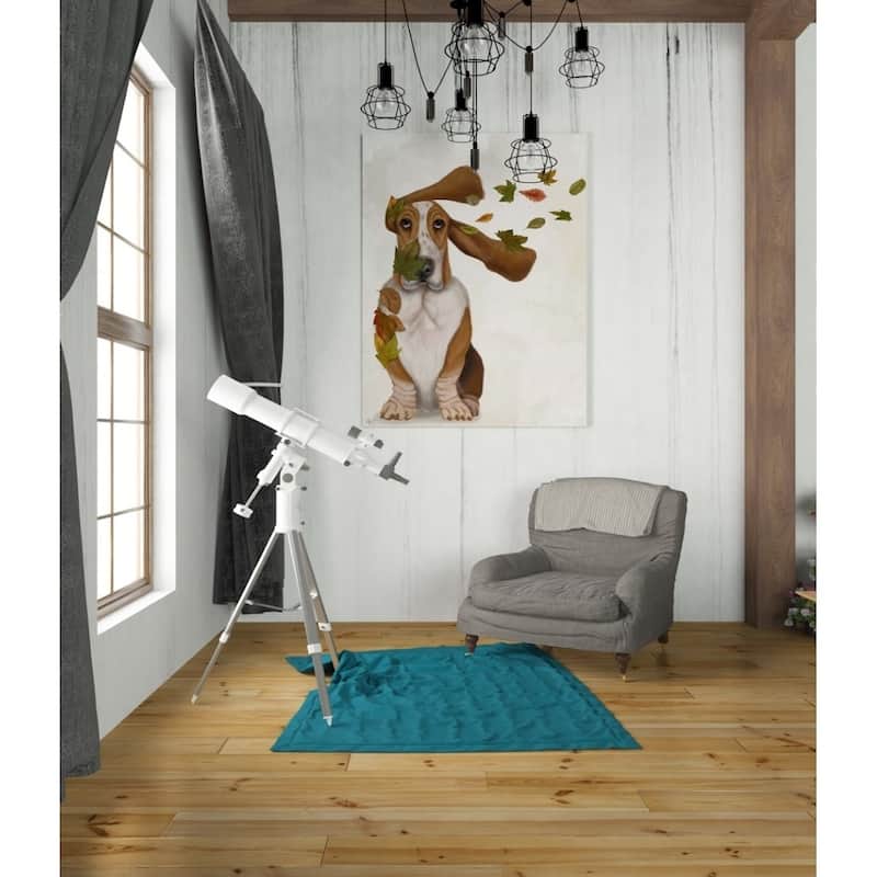 Epic Graffiti 'Basset Hound Windswept and Interesting' by Fab Funky Giclee Canvas Wall Art, 12"x16"