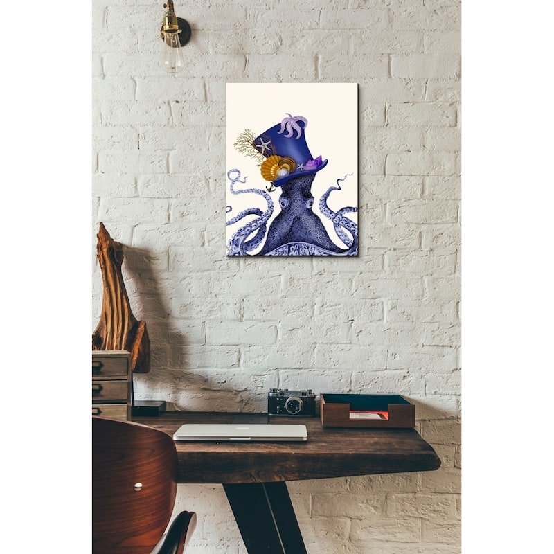 Epic Graffiti 'Octopus Nautical Hat' by Fab Funky Giclee Canvas Wall Art, 12"x16"
