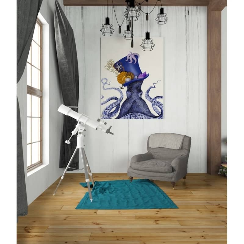 Epic Graffiti 'Octopus Nautical Hat' by Fab Funky Giclee Canvas Wall Art, 12"x16"