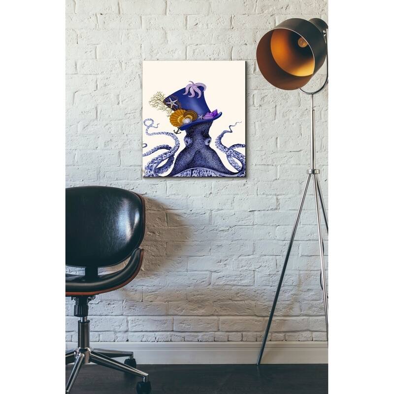 Epic Graffiti 'Octopus Nautical Hat' by Fab Funky Giclee Canvas Wall Art, 12"x16"