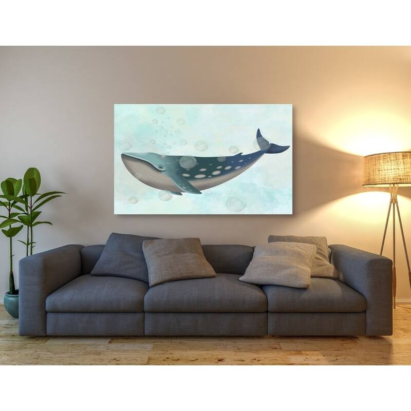 Epic Graffiti 'Whale Bubbles 1' by Fab Funky Giclee Canvas Wall Art, 16"x12"