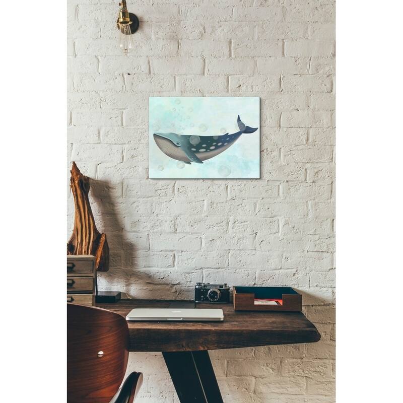 Epic Graffiti 'Whale Bubbles 1' by Fab Funky Giclee Canvas Wall Art, 16"x12"