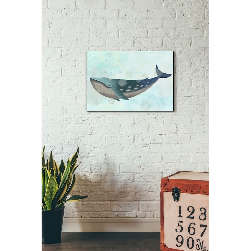 Epic Graffiti 'Whale Bubbles 1' by Fab Funky Giclee Canvas Wall Art, 16"x12"