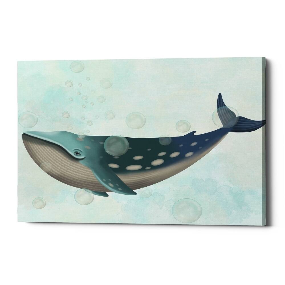 Epic Graffiti 'Whale Bubbles 1' by Fab Funky Giclee Canvas Wall Art, 16"x12"