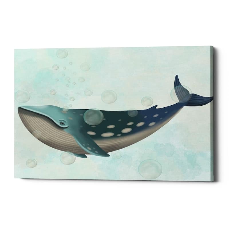 Epic Graffiti 'Whale Bubbles 1' by Fab Funky Giclee Canvas Wall Art, 16"x12"